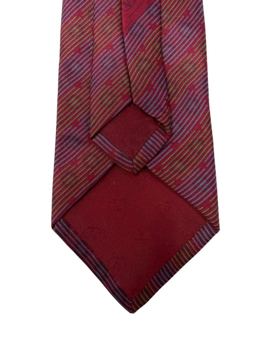 Vintage Valentino 100% Silk Neck Tie Geometric in Red Purple & Gold